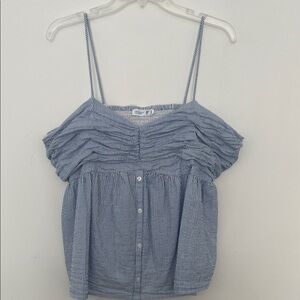 Primark Blue Seersucker Pinstripe Women's Blouse size 14